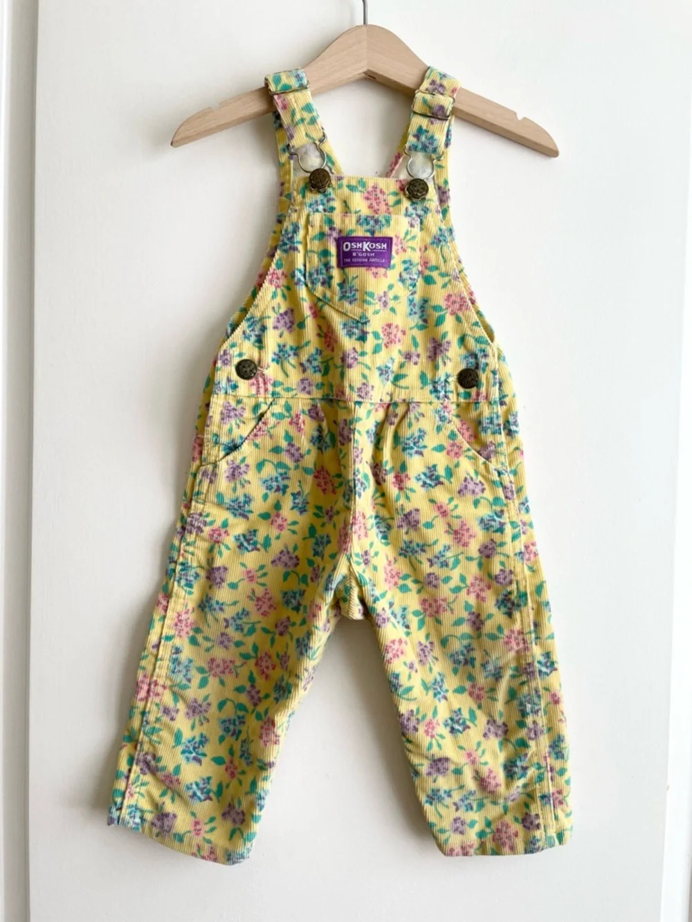 Vtg 90s OshKosh B'Gosh Floral All Over Print Vestbak Overalls Made In USA 18M